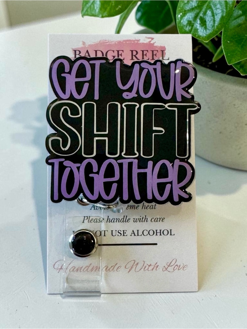 Get Your Shift Together Badge Reel - Black and Purple